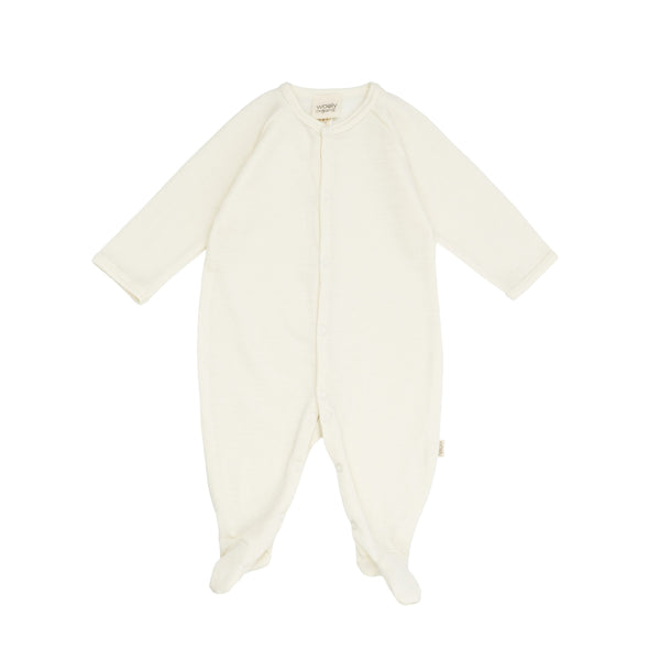 MERINO WOOL/SILK SLEEPSUIT WITH FEET