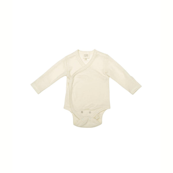 MERINO WOOL/SILK LONGSLEEVE WRAP BODYSUIT