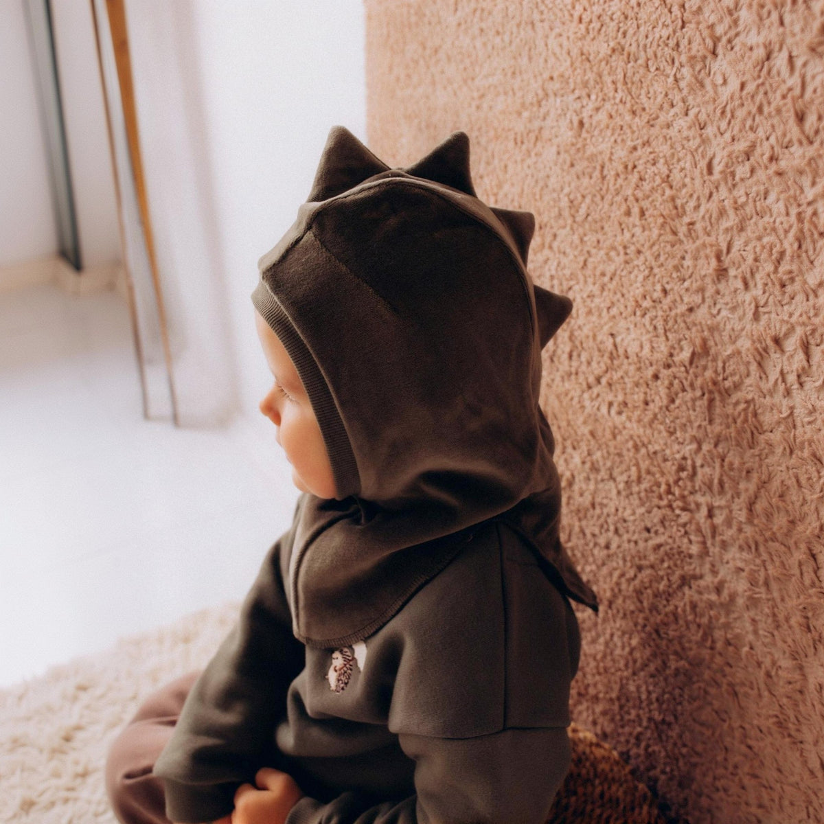 VELOUR BALACLAVA DINO WITH MERINO LINING