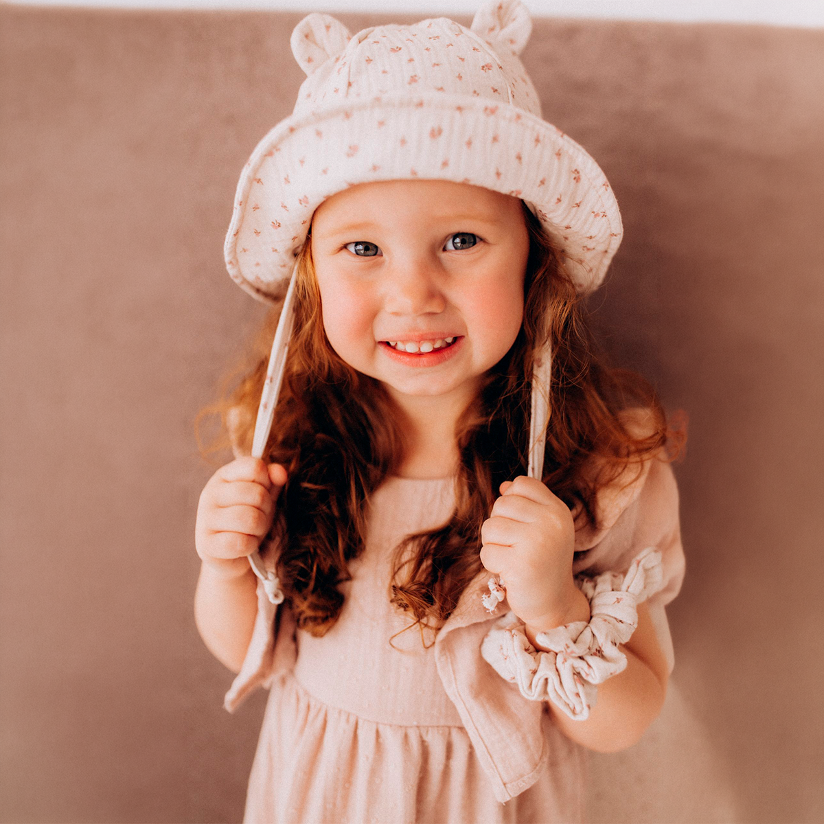 MUSLIN SUN HAT WITH TEDDY EARS