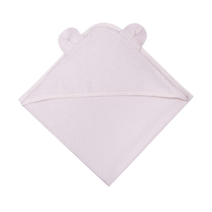 WAFFLE TOWEL BABY WITH TEDDY EARS (75x75) - GOTS - AY24