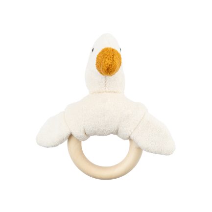 RATTLE WITH WOODEN TEETHER - GOOSE - AW25