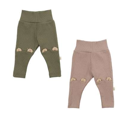 LEGGINGS WITH PLUSH TEDDY EARS 2X1 RIB - GOTS - AW25