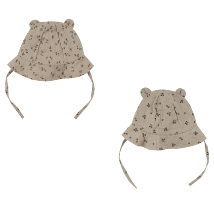 MUSLIN SUN HAT WITH TEDDY EARS - GOTS - SS25