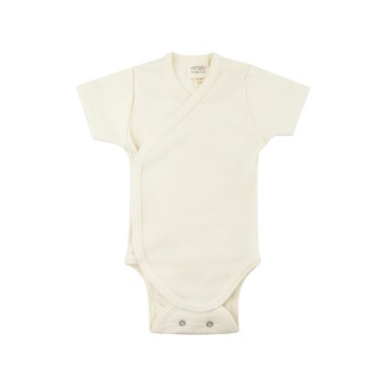 MERINO WOOL/SILK SHORTSLEEVE WRAP BODYSUIT - NOOS